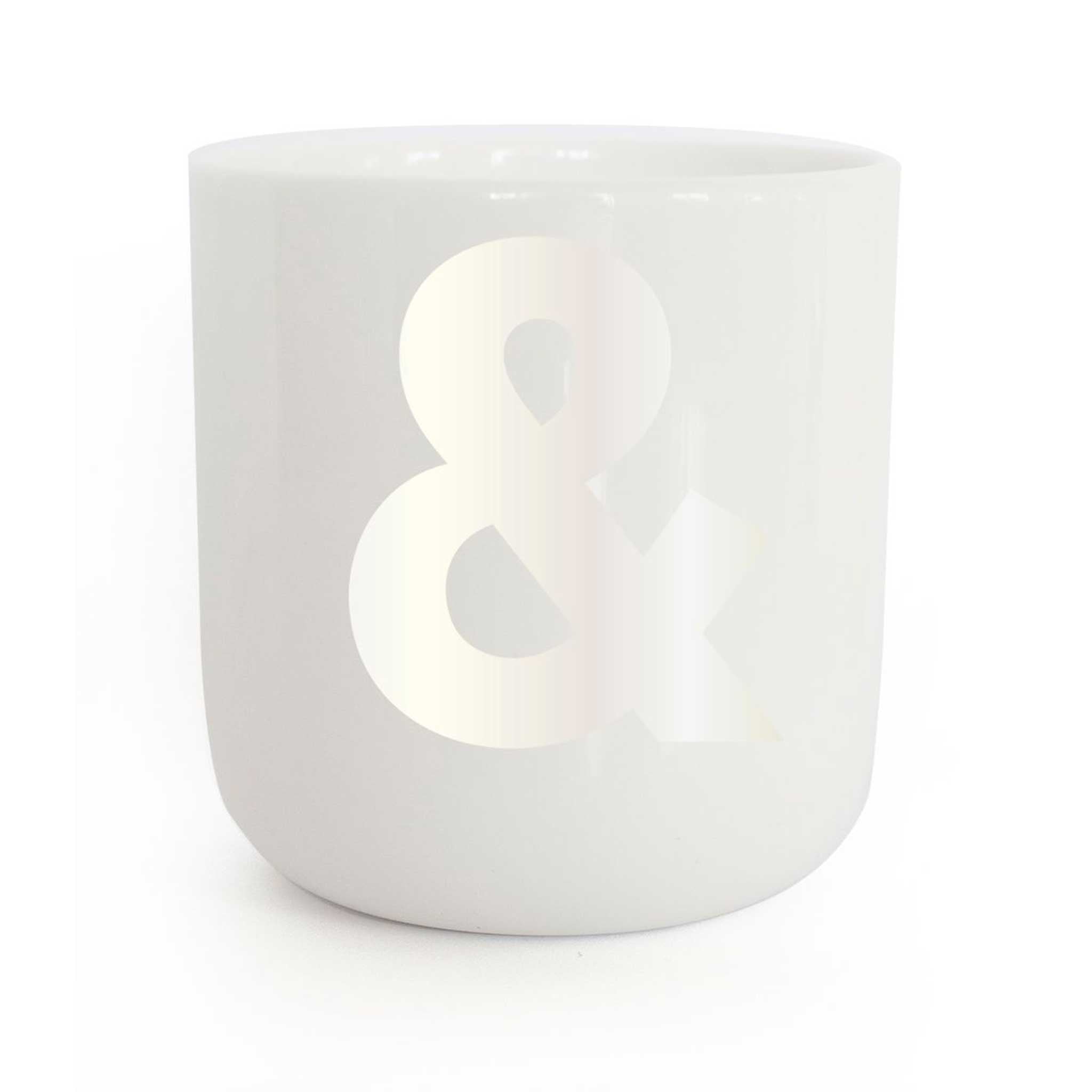 & | white coffee & tea MUG with pearl-white typo | Letters & Glyphs Collection | PLTY